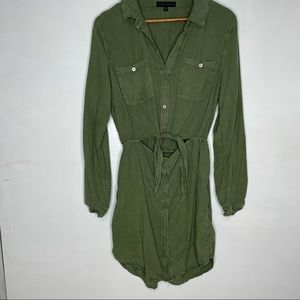 Sanctuary Lyocelle army green long sleeve dress with cut-out Size large